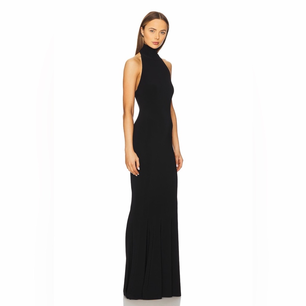 Norma Kamali Black Halter Maxi Dress - Picture 2 of 3